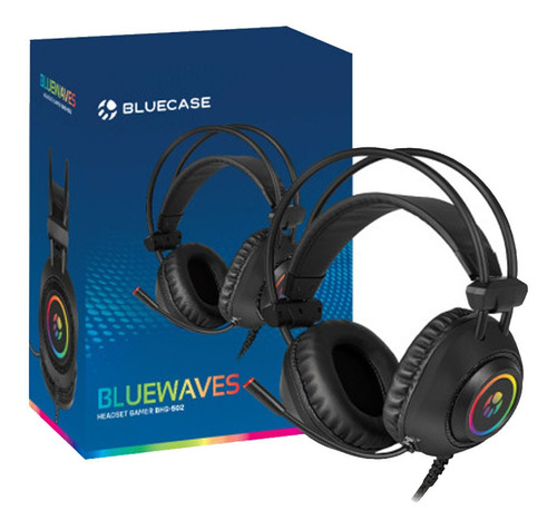 Headset Bluewaves Gamer C/ Microfone Rgb Bluecase Bhg-502 Cor Preto