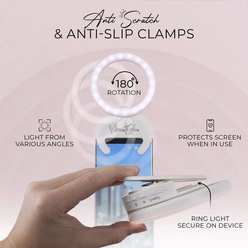 Anillo De Luz Giratorio Para Selfie Con Clip Usb-c