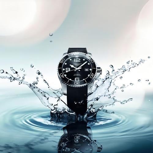Relógio Longines L3.782.4.56.9 Hydroconquest 43mm Automatic Correia Preto Bisel Preto Fundo Preto