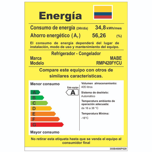 Nevera Mabe No Frost De 400lts Extreme Inox Rmp400fycu