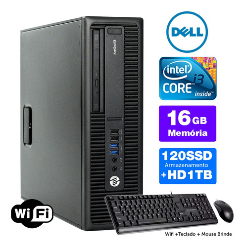 Imagem 1 de 5 de Computador Barato Hp Compaq Sff I3 4g 16gb Ssd120+1tb Brinde