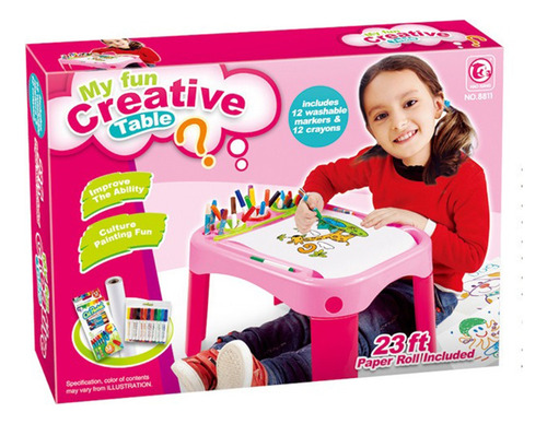 Mesa Pizarra Para Niños - Con 24 Lápiz De Color Y Papel