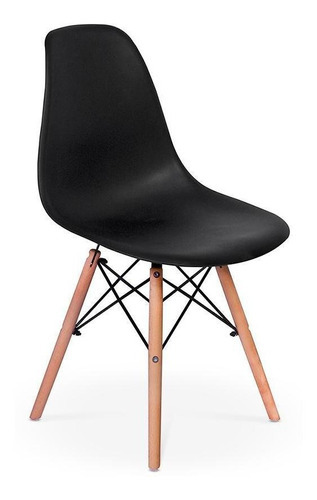 Kit Mesa Jantar Eiffel 90cm Branca + 4 Cadeiras Eames Eiffel Cor Preta