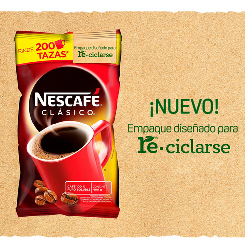 Bebida Soluble Nescafé Clásico 100% Puro 400g