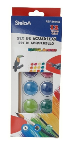 Set  Acuarela En Pastillas 12 Colores