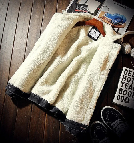 Chaqueta Vaquera Con Forro Polar Para Hombre, Corte Ajustado