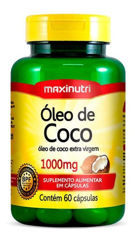 Óleo De Coco Extra Virgem 60 Capsulas 1000mg Maxinutri
