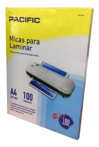 100 Laminas Micas Termolaminadora A4 100 Micrones  - Ps