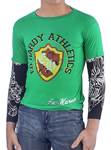 Ed Hardy Big Chicos - Camiseta De Manga Larga Con Cuello Red