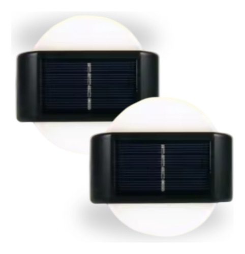 Set X2 Aplique Luz Led Bidireccional Solar Exterior Cálida Blanco
