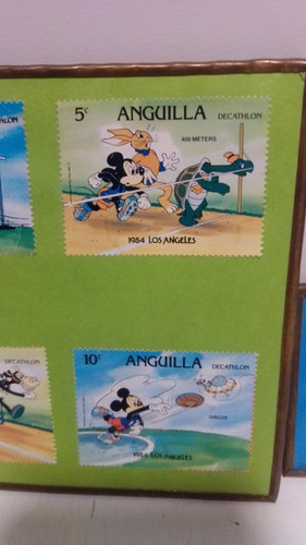 Estampillas Disney Olimpiadas Los Angeles 1984 Enmarcadas (Usado)