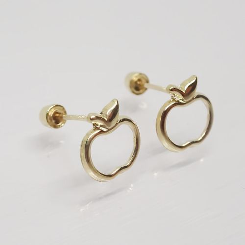 Amor Eterno - Broqueles Manzana Silueta / Aretes Oro 10k