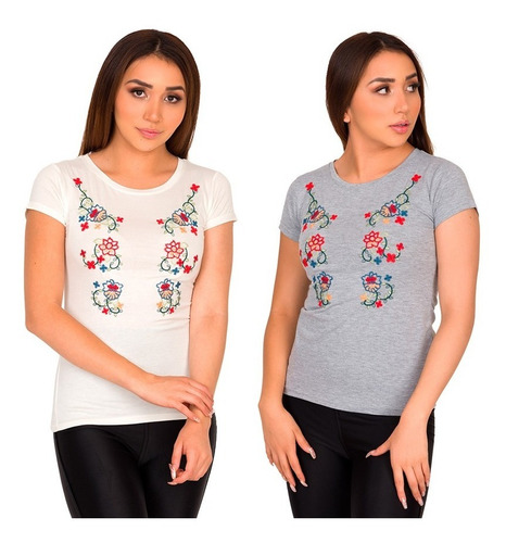 Set De 2 Blusas Playera Cuello Redondo Talla Ch M-821-1