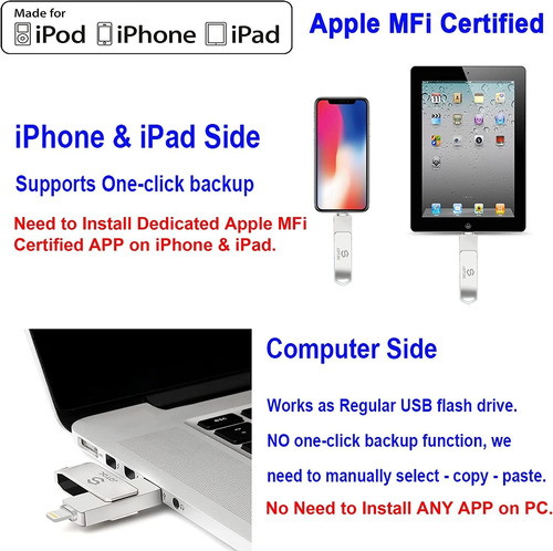 Unidad Flash Usb Jdtdc Photo-stick Para Apple, 128 Gb
