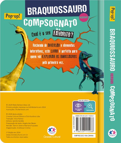 Braquiossauro Versus Compsognato, De Alice Ramos. Editorial Ciranda Cultural, Capa Mole, Edição 1 Em Português, 2024