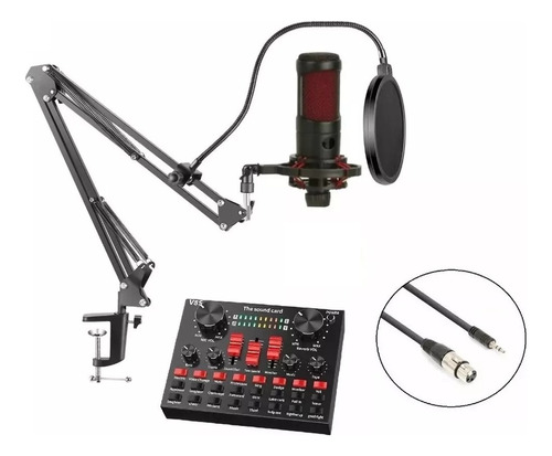 Microfono Profesional Condensador Unidireccional+consola V8s
