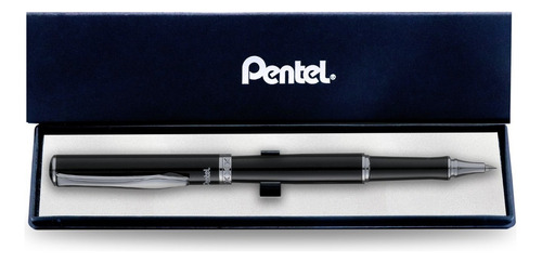 Bolígrafo Elegante Pentel Sterling K600 Metálico Tinta Gel Tinta Negro Exterior Negro