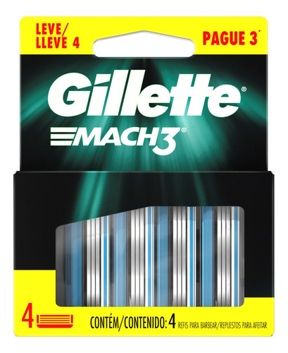 Gillette Mach3 Carga Para Lâmina De Barbear 4 Un