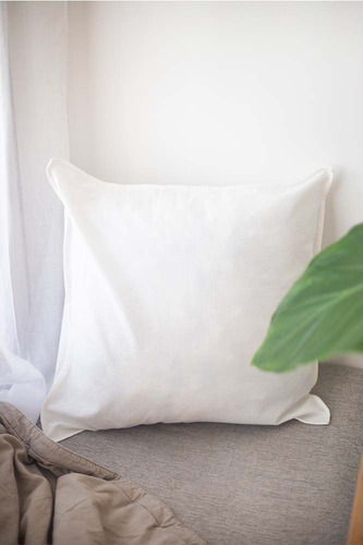 Almohadones Lienzo Tusor 40x40 Cm Funda + Relleno Color Blanco - Completo
