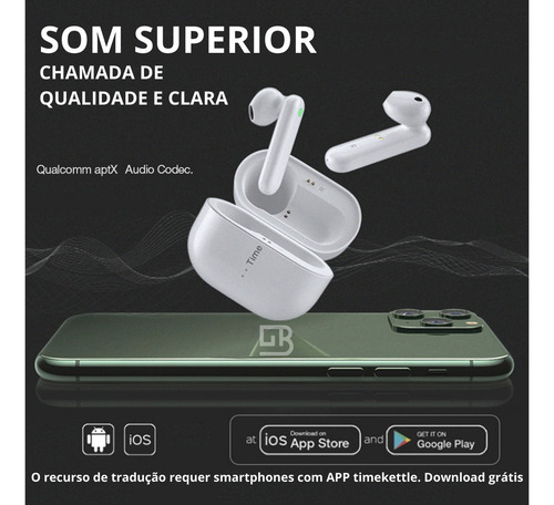 Fone Tradutor Sem Fio Time Kettle M3 Tradução Offline