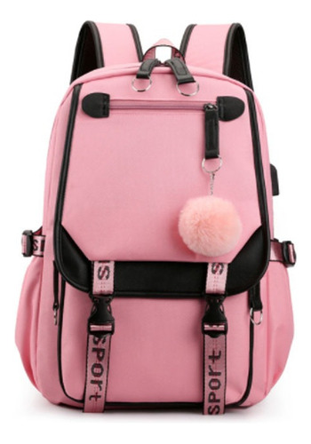 Mochila Escolar Con Interfaz Usb, Juvenil Kawaii Coreana