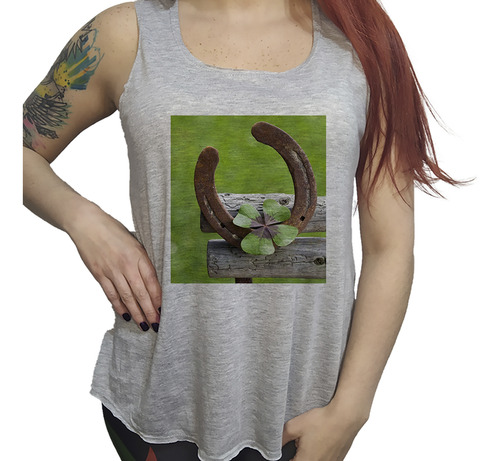 Musculosa Dama Herradura Para La Suerte Campo Caballos P4