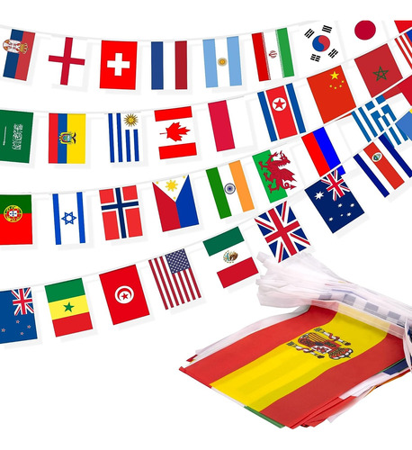 Bandera De Cuerda De 100 Países Bandera Internacional De 25m