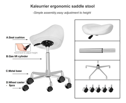 Taburete Giratorio Con Ruedas Kaleurrier Hydraulic White