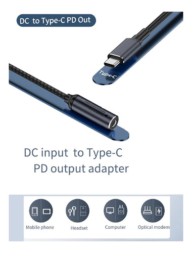Cable De Carga Macho Con Entrada Hembra Para Usb C Pd, 100