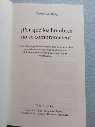 Por Qué Los Hombres No Se Comprometen George Weinberg (Usado)