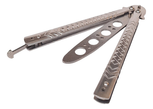 Navaja Mariposa Cuchillo Sin Filo Practica Entrenamiento Mango Plateado