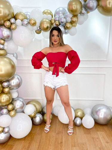 Imagem 4 de 5 de Shorts Jeans Branco Feminino Anitta Cós Alto Hot Pants St004