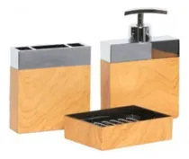 Comprar Set De 3 Accesorios Simil Madera Para Baño