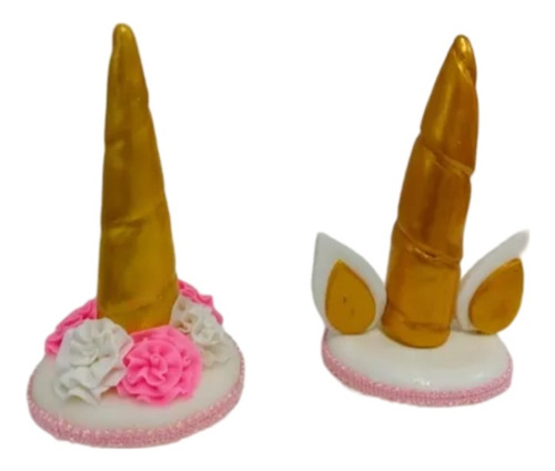 Adorno Unicornio Cuerno Flores/orejas Torta Porcelana Fría