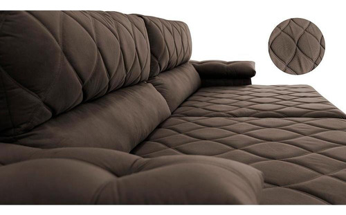Sofá Retrátil Reclinável 2,35m Cama Inbox Big Home. Velusoft Cor Caf