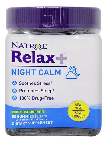 Natrol Relax+ Night Calm Descanso Profundo 50 Gomitas Sabor Bayas