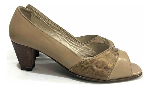 Zapato De Cuero Marca Pollini N*38 Café Claro Usado (Usado)