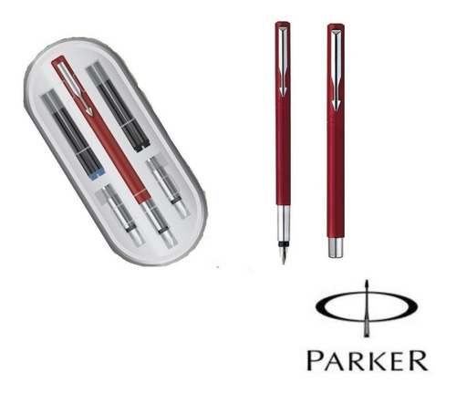 Parker Vector Kit Caligrafía Pluma Fuente Rojo + 3 Plumillas
