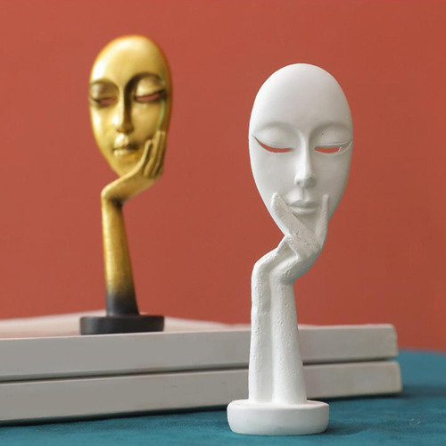 2 Peças Thinker Escultura Estátua Resina Decoração De
