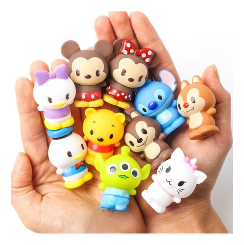 10 Figuras Disney Mickey Mouse, Stitch, Winnie Pooh 4cm