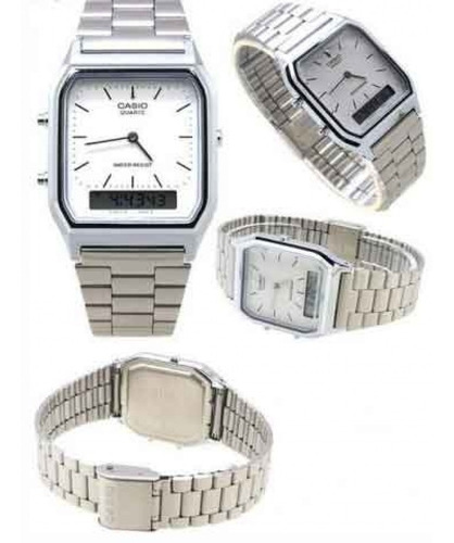 Relógio Casio Anadigi Aq-230a-7d Vintage Unissex Prateado