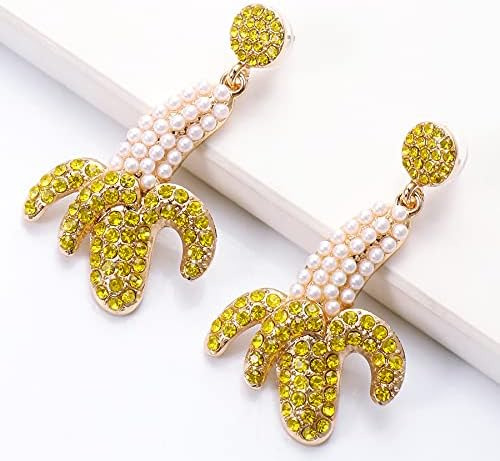 Pendientes De Cristal De Fruta De Plátano Amarillo Pendiente