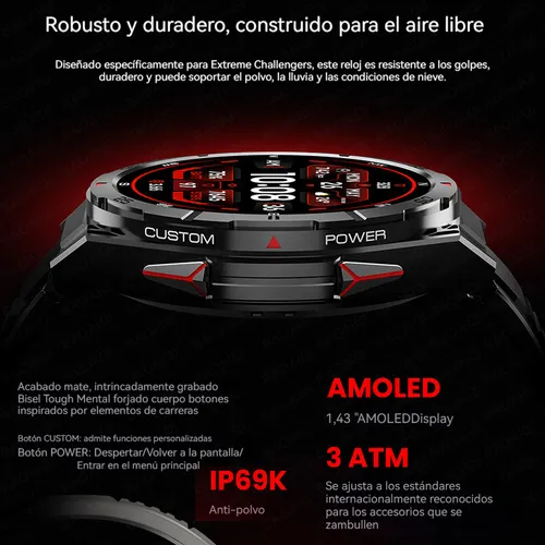 Gps Smart Watch Hombre Bluetooth Llamada Reloj Inteligente Brújula Amoled Ip69k