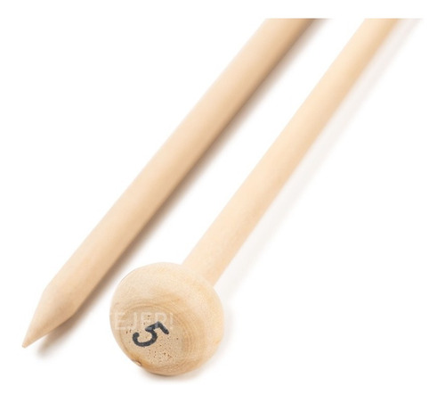 Imagen 3 de 4 de Par 2 Agujas Tejer De Madera Tricot N° 5mm X Par
