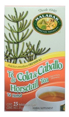 Imagen 4 de 4 de Te Cola De Caballo (25 Bolsitas) Malabar