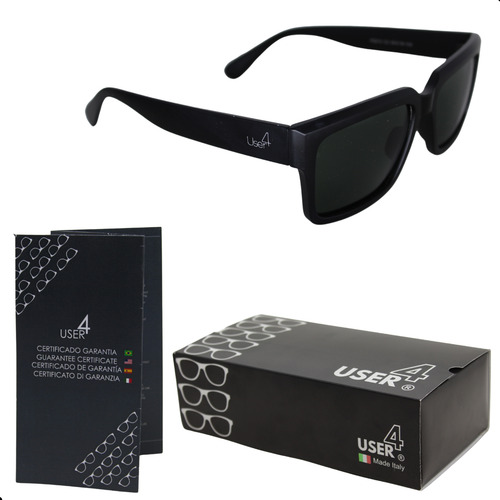 Óculos Polarizado User4 Com Proteção Solar Cor Da Armação Preto Cor Da Haste Preto Cor Da Lente Verde De Pesca