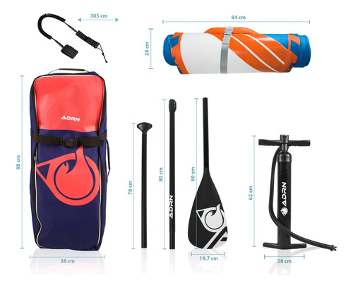 Tabla De Surf Paddle Azul Con Remo Inluido Y Kit De Viaje