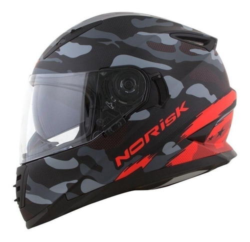 Capacete para moto  integral Norisk  FF302 Soul  preto e vermelho destroyer tamanho 56 