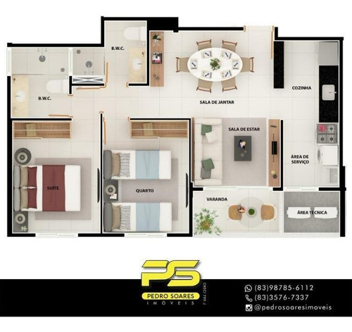 Apartamento Com 2 Dormitórios À Venda, 59 M² Por R$ 429.000 - Cabo Branco - João Pessoa/pb - Ap4397