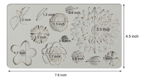 L Molde De Silicona For Fondant De Hojas Y Flores For